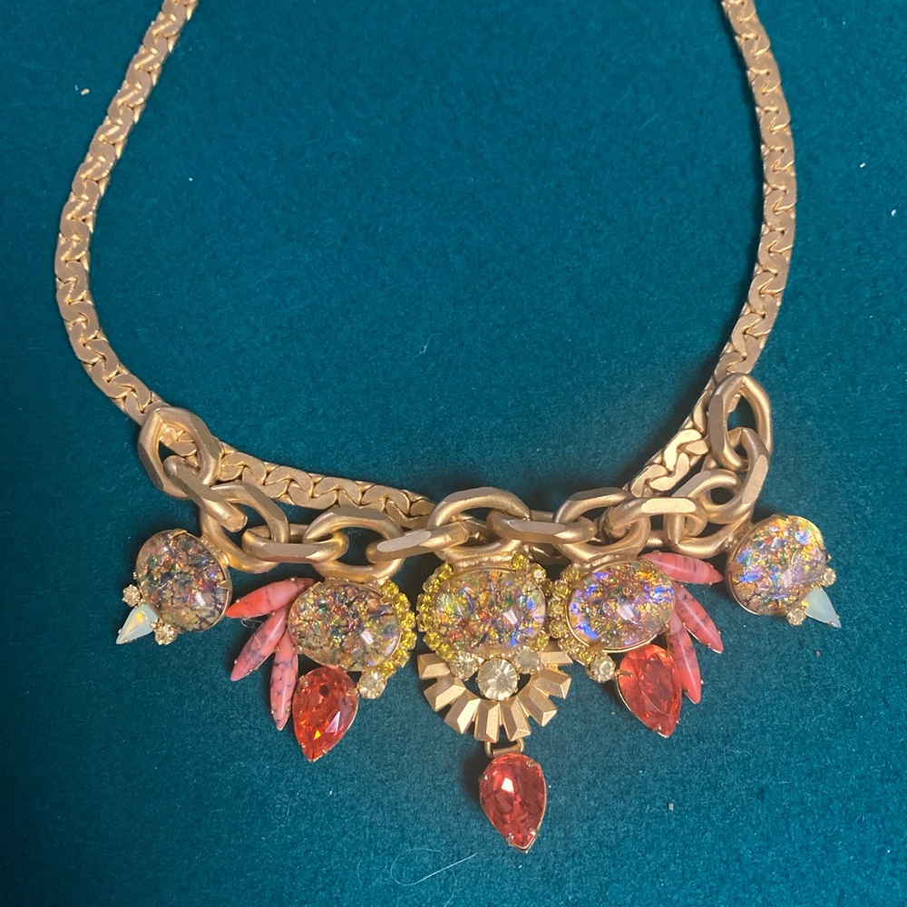 Elizabeth  Cole necklace gems gold chain link